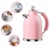 Wasserkocher Edelstahl, ASCOT Elektrischer Wasserkessel, 2200 W, 1,6 liter, Retro Design, kabelloser Teekocher, BPA frei, Trockengehschutz, automatische Abschaltung, (Pink) - 5