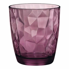 Bormioli Rocco 350230 Diamond Rock Purple Trinkglas, Wasserglas, Saftglas, 305ml, Glas, lila, 6 Stück - 1