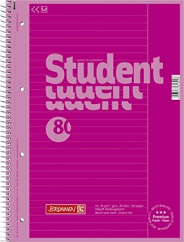 Brunnen 1067925126 Notizblock / Collegeblock Student Colour Code (A4 liniert, Lineatur 25, 90 g/m², 80 Blatt) pink - 1