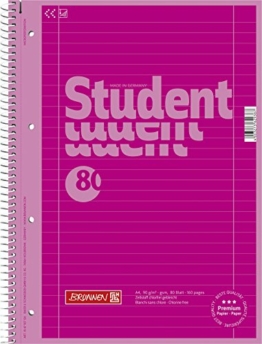Brunnen 1067927126 Notizblock / Collegeblock Student Colour Code (A4 liniert, Lineatur 27, 90 g/m², 80 Blatt) pink - 1