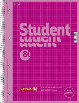 Brunnen 1067928126 Notizblock / Collegeblock Student Colour Code (A4 kariert, Lineatur 28, 90 g/m², 80 Blatt pink - 1