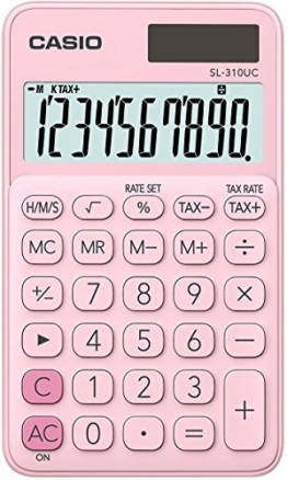 CASIO Taschenrechner SL-310UC, 10-stellig, Trendfarben, Steuerberechnung, Tausenderunterteilung, Solar-/Batteriebetrieb - 1