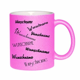 Crealuxe Glitzertasse (Pink) Wunschname - Kaffeetasse, Bedruckte Tasse mit Sprüchen oder Bildern, Bürotasse, - 1