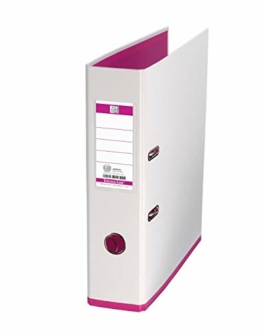 ELBA 100081031 Ordner myColour Kunststoffbezug außen und innen 8 cm breit DIN A4 zweifarbig weiß und pink, 1 Stück - 1