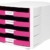 HAN Schreibtisch-Schubladenbox IMPULS – Stapelbare Sortierablage mit 4 großen Schubladen für DIN A4/C4 inkl. Beschriftungsschilder – 29,4 x 36,8 x 23,5 cm (BxTxH) – Pink/Weiß - 1