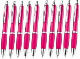 Libetui 10-er Pack Kugelschreiber rutschfeste Griffzone Großraumine Druckkugelschreiber Kuli blauschreibend Gehäuse Farbe Pink - 1