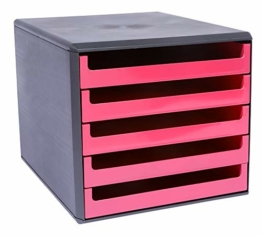 Metzger & Mendle 30057660 Schubladenbox anthrazit mit 5 Schüben in sunset-red (pink) - 1