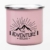 THE ADVENTURE BEGINS | Hochwertige Emaille Tasse in rosa pink | mit Outdoor Design | leicht und robust für Camping und Trekking | von MUGSY.de - 2