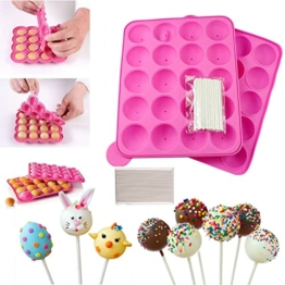 BEIAOSU Cake Pop Formen Backen, 100 Sticks Pop Cake Mould, Eiswürfelschalen, Silikon-Backform, Rosa - 1