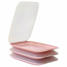 ENGELLAND - Hochwertige stapelbare Aufschnitt-Boxen, Frischhaltedose für Aufschnitt. Wurst Behälter. Perfekte Ordnung im Kühlschrank, 3 Stück Farbe Rosa, Maße 25 x 17 x 3.3 cm - 1