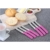 GRÄWE Tafelmesser 6 Stück, Messerset zum Schneiden, 6er Pack Brötchenmesser, Frühstücksmesser mit einseitigem Wellenschliff, Messer 21 cm - Pink - 4