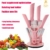 Happy-YoYo Küchenkeramik-Messerset mit Messerblock - 6-teiliges Kochmesser Fleischbeil Universalmesser Obstmesser Melonen-Hobel-Scharf ohne Schleifen Anti-Skew-Set Geschenk - 3