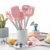 Rorence Silikon-Kochgeschirr-Set:12-teilige Küchenutensilien Antihaft- und hitzebeständig Silikon- und Edelstahlgriffe - Pink - 4